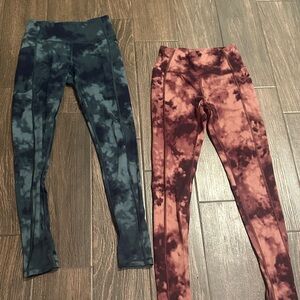 Victoria’s Secret Women’s Tie-Dye Leggings Set - greenish Blue and pinkish mauve